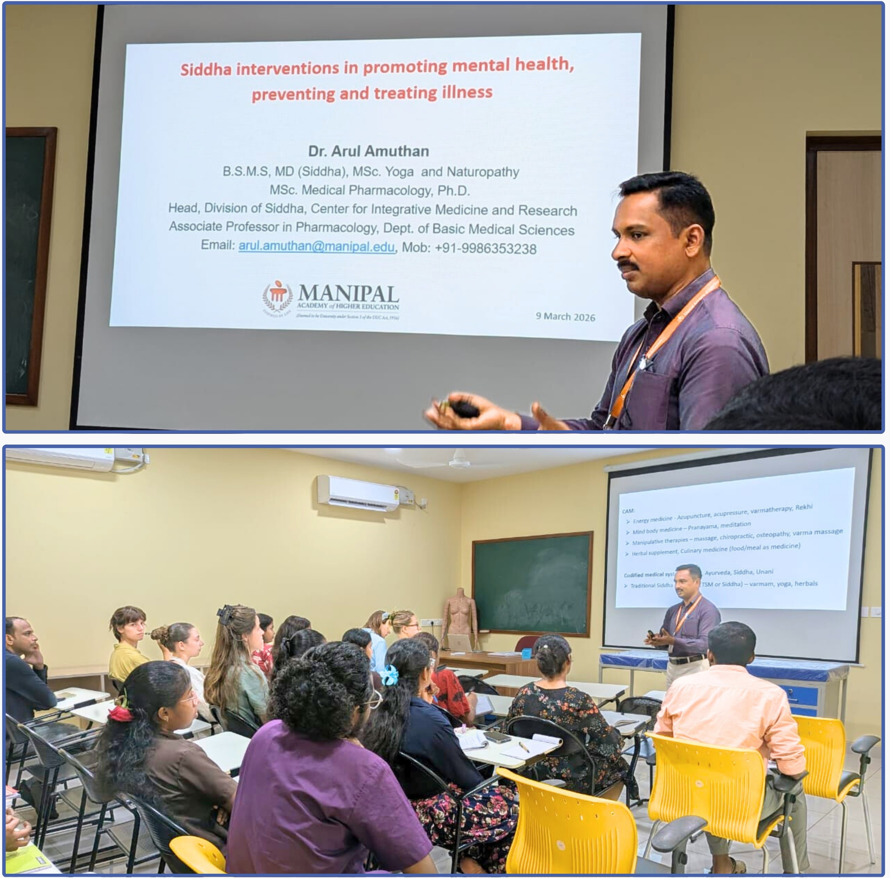 Guest Lecture on Siddha Interventions in Promoting Mental Health, Preventing and Treating Mental Illness: March 09, 2026