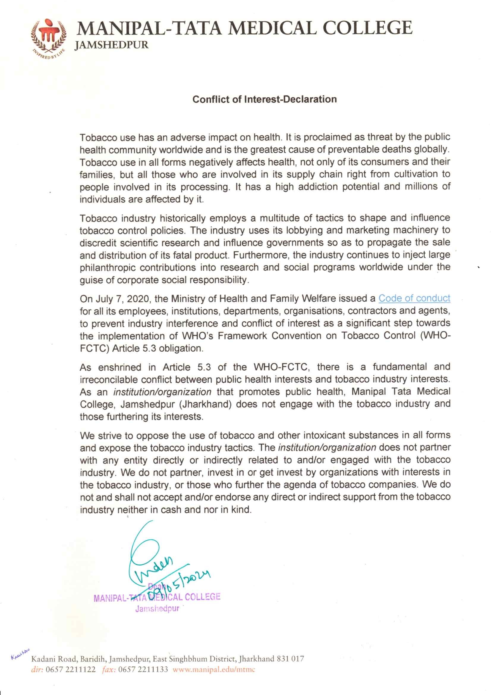 Conflict of Interest