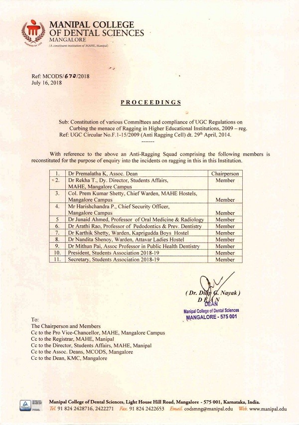 Anti ragging squad 2018